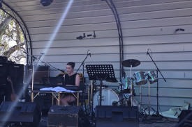 Musician Prue Heard performs at Natimuk’s Australia Day celebration on Australia Day. Photo: Emilee Jones-Pritchard