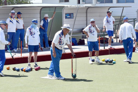 Horsham City’s Colin Morrell bowls in division one against Sunnyside. Their rink won 26-18.