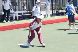 Goroke/Edenhope’s Alan O’Bryan bowls in division one against Coughlin Park. Their rink won 27-14.