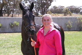 Race three winner Final Quarter with strapper Chloe Date. PHOTO: MATT RIGBY