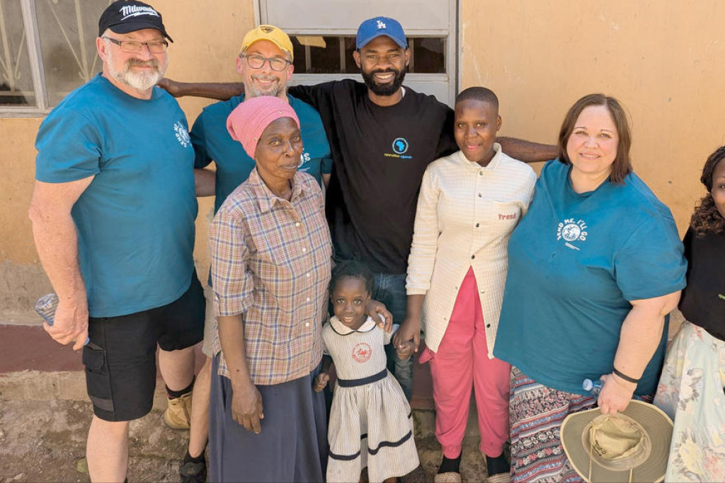 Meeting people in their homes in Kawaala slum in Kampala. From left to right: Leith Adams, Luke Wearn, Denise Barbulescu.