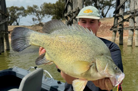 Keen Wimmera angler Brady Mann with a Yellowbelly he caught in the Wimmera River on October 13 this year.