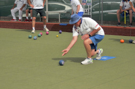 Graham McDonald bowling for Horsham City in division one against Kaniva. His rink won 24-14.