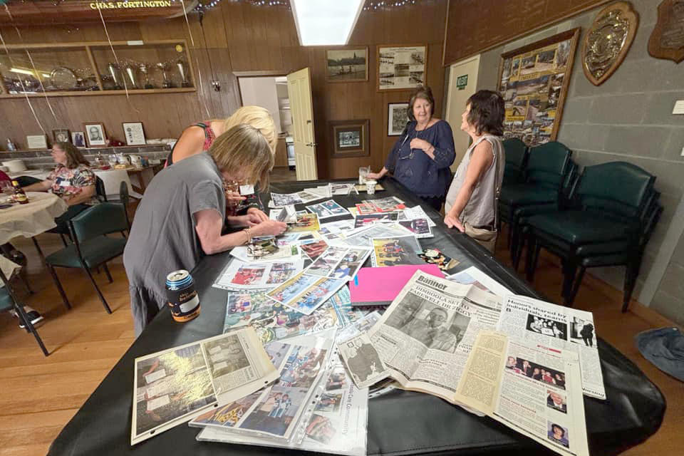 A table was filled with past hospital memorabilia from over the years.