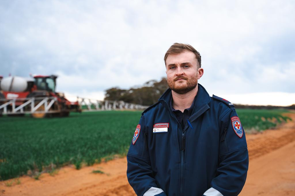 Tom Connellan grew up on his family's cattle, cropping and sheep farm but now responds to to medical emergencies in the Mallee region.