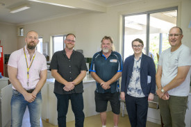 Guest speakers: (from left) Daniel Witthous Rural Pride Australia CEO, Bruce Guest Grampians Mental Health and Wellbeing Connect, Mal Coutts Rural Outreach, Asher Ludwig Rainbow Neighbourhood House and Simon Risson.