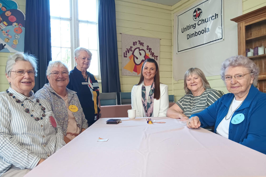 Jill Moar, Anne Jensz, Merle Picone, Hindmarsh Shire Council CEO Monica Revell, Fay Campbell and Lois McKenzie enjoy each others company. Photo: DEB NELSON