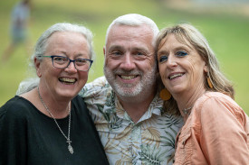 Jo Donnelly, Neil Devonport and Kaylene Pietsch enjoy the entertainment at the opening.