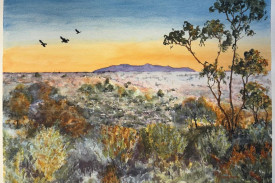 This Gary Vaughan painting has Mt Arapiles as the backdrop.