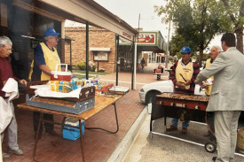 Dimboola Lions Club members kept the crowd well fed at the branches first birthday celebration.