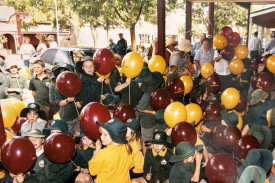 Many school kids traded class for celebration for Bendigo Bank Dimboola