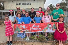Warracknabeal Girl Guides getting into the Christmas spirit at their end of year break up.