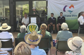 Dimboola CWA member Mandy Myers addresses the crowd.