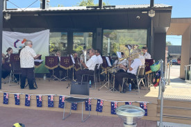 Nhill-Dimboola Brass Band keeps the crowd entertained before the official ceremony.