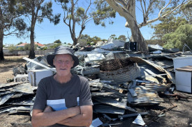 Dimboola Lions Club president Rod McKenzie in front of the scrap metal site.