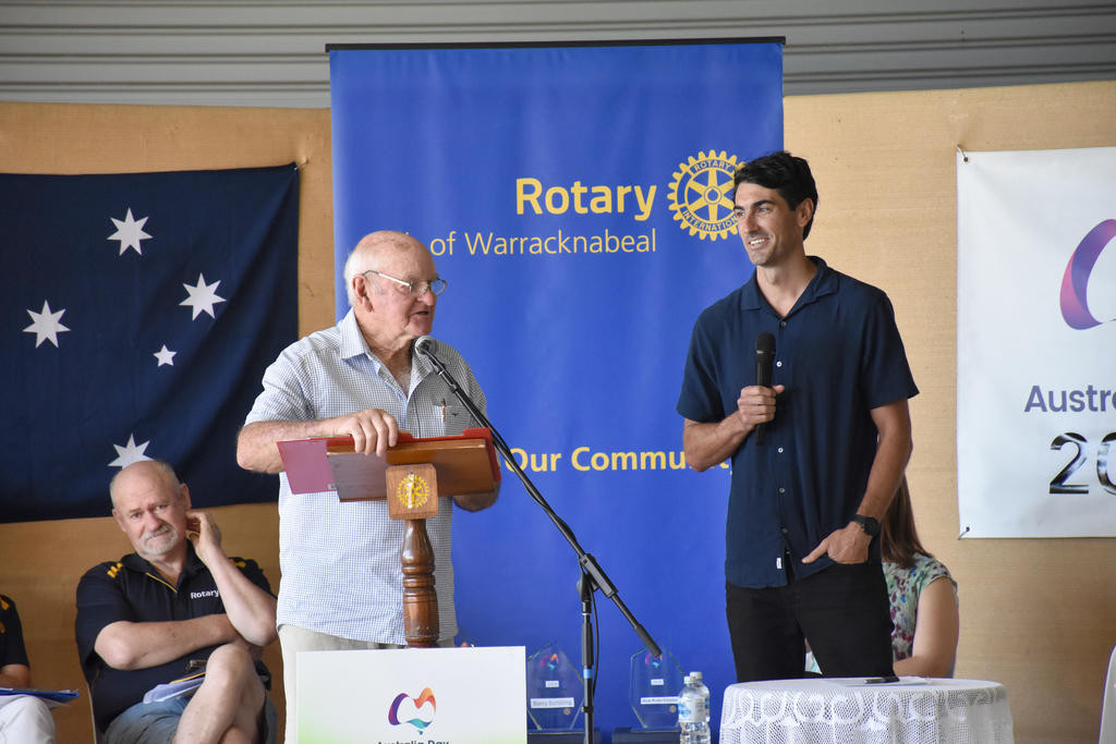 Guest speaker Matt Rosa (right) with John Aitken.