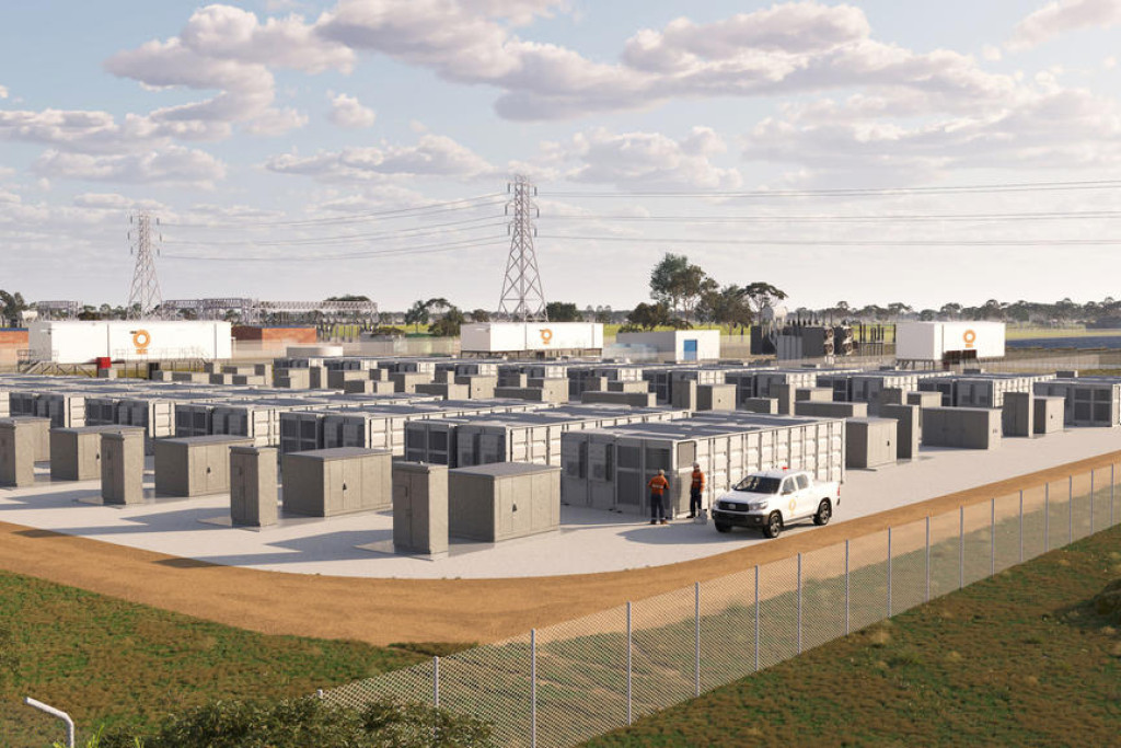 A render of the project showing the battery energy storage system.