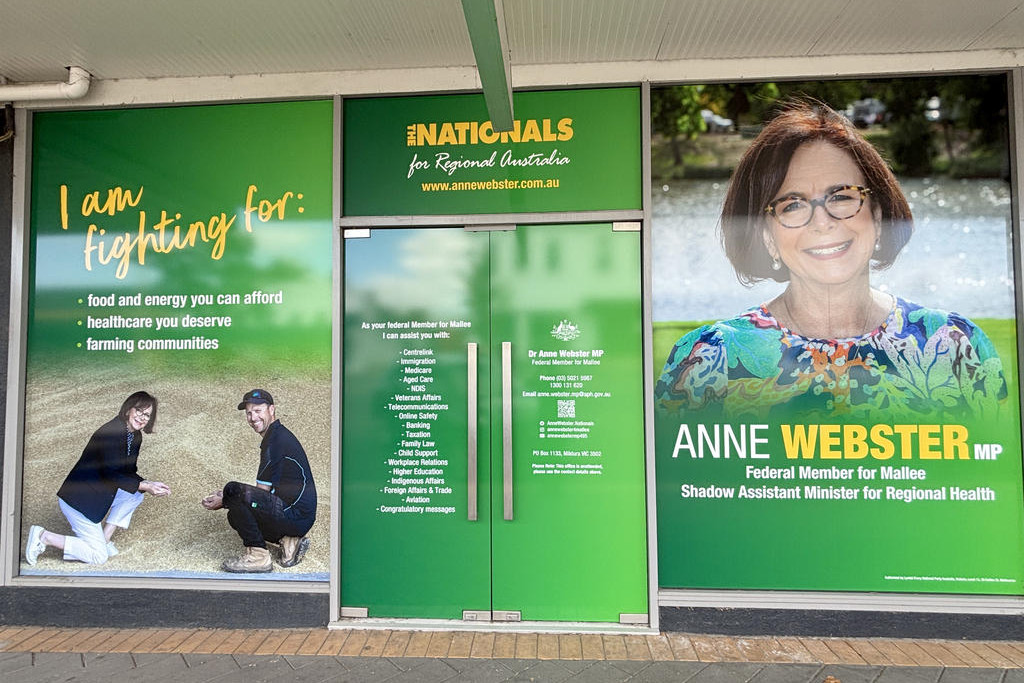 Member for Mallee Dr Anne Webster's Horsham office front located in Firebrace Street.