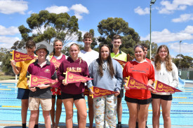 Age champions Back: Isaac Credlin, Eljah Keam, Seth Keam, Charlie Martin, Butla Beney. Front: Bayden Jenkinson, Piper Knorpp, Fergie Kennedy, Sheltah Beney, Elsa Byron. Photo: WSC