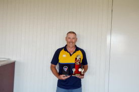West Wimmera’s Ash Dickinson was all smiles after winning the Ivan Morrison Medal as the C Grade champion player. Dickinson also won the batting aggregate with 418 runs.