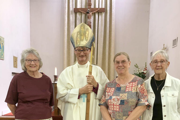 Jackie Fechner, Bishop Scott Lowrey, Kelly Walker and Judy Baker at St Peter’s Anglican Church, Dimboola.