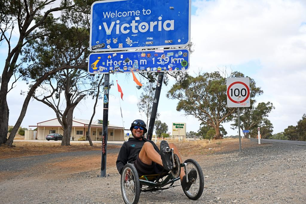 Lenny Deacon is riding his recumbent trike through the Wimmera this week to raise money and awareness for mental health. BEN FRASER