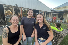 Elexandra Voigt, Sophie Bedggood and Kelsie Borchard attend the young farmers’ gathering at McKenzie Creek. They are all working in agriculture/farming. Photo: SHERYL LOWE
