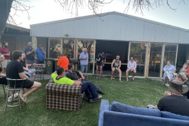 Emerging farmers of the region gather at an informal barbecue to hear from experienced agricultural leaders Ross Johns and Ryan Millgate and discuss forming a young farmers’ group. Photo: SHERYL LOWE