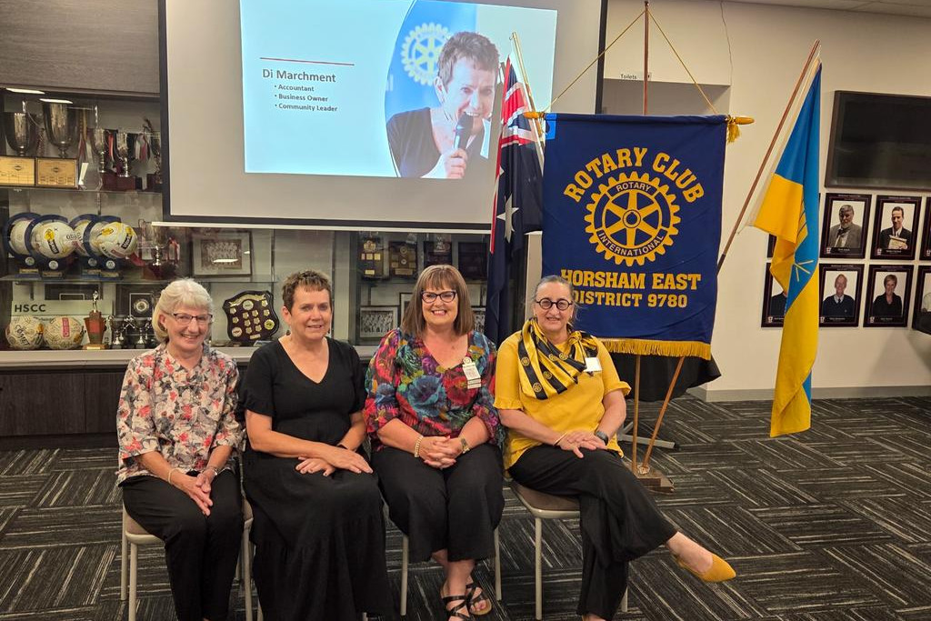 Horsham East Rotary Club guest speakers for International Women's Day 2025, Margaret Millington OAM, Dianne Marchment, Pam Clark OAM and Christine Duffy.