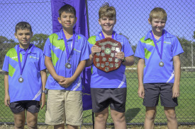 Section 4 boys Yellow team L-R: Caleb Claassen, Liam Hobbs, Todd Clark and Hamish Mills.