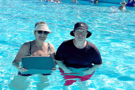 Donald Dolphin member Maree Cullen support Doug Walker during the session.
