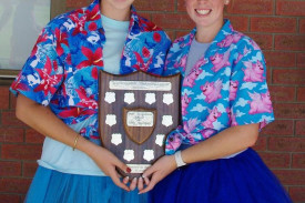 Girls Aggregate winning captains Macie Nitschke and Lucy Holland.