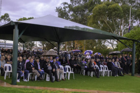 Hundreds attend the Anzac Day dawn service.