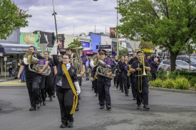 Horsham Rural City Band leads the march.