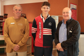 Cooper Stasinowsky with Hindmarsh Shire Councillors Tony Clark and Roger Aitkin.