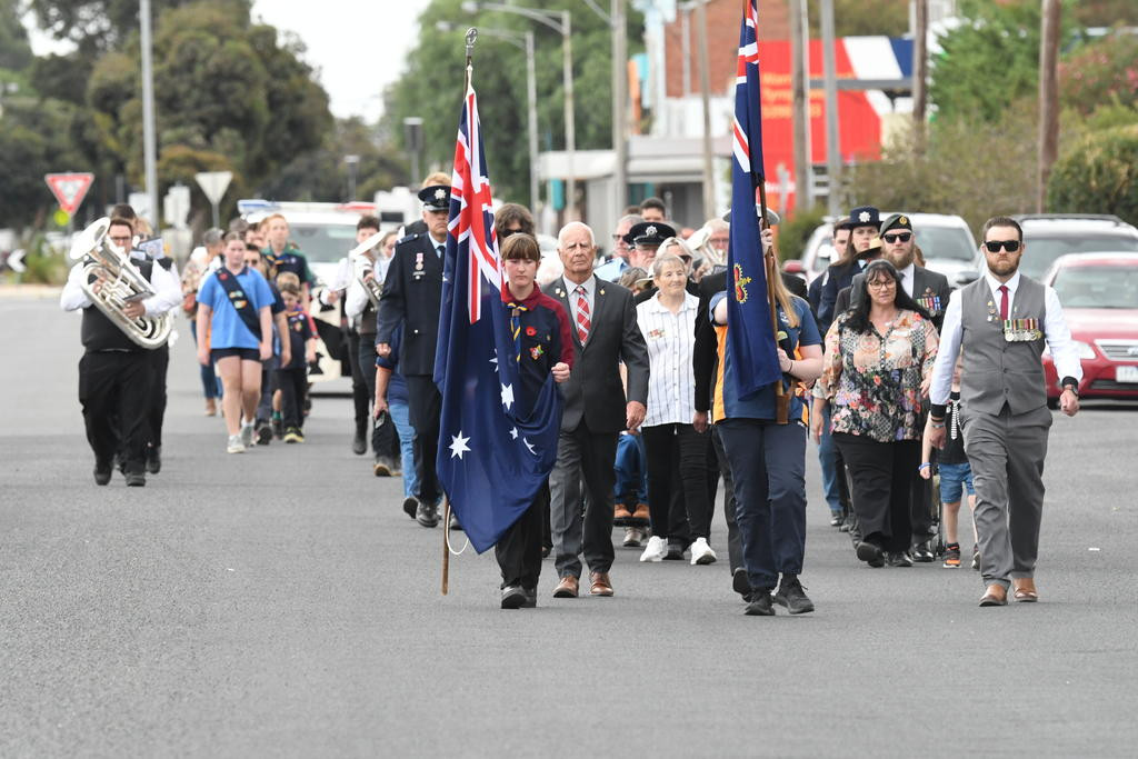 Warracknabeal community groups and members participate in the Anzac Day march to Anzac Park. Photos: DAVID WARD