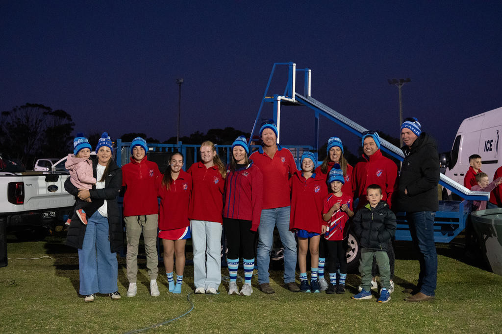 Kalkee club president Joshua Beddison with family and friends at the MND fundraiser.