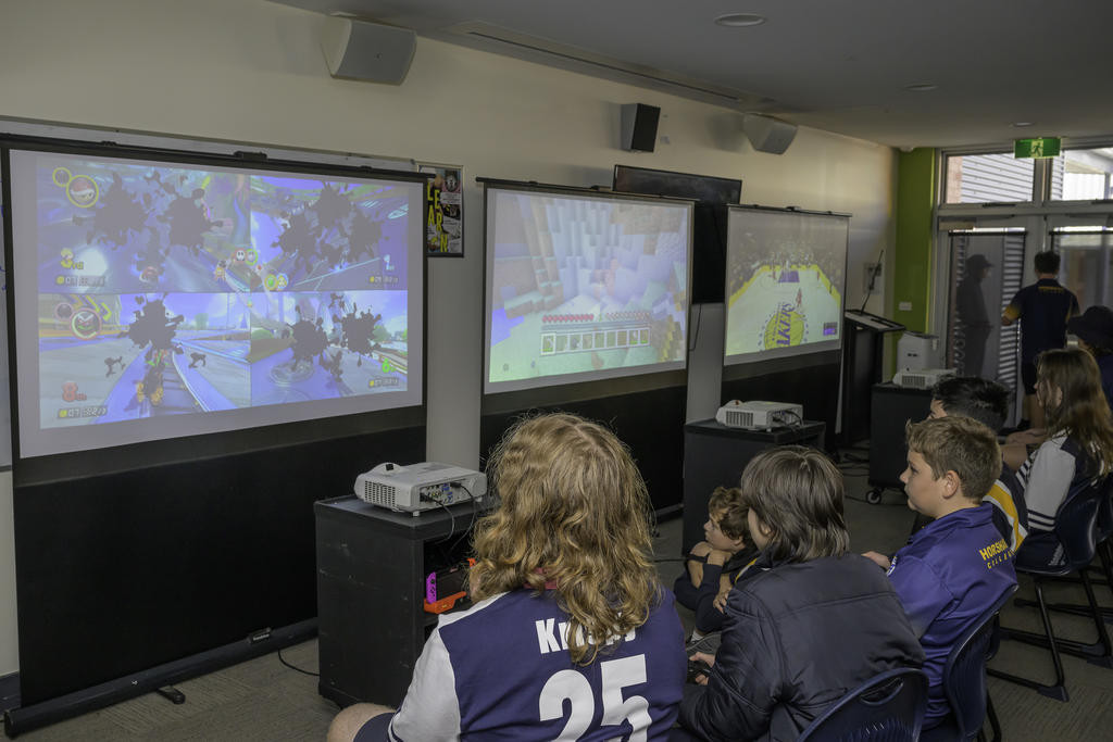 A number of the students participating in the Level-up gaming. Photo: ROBIN WEBB
