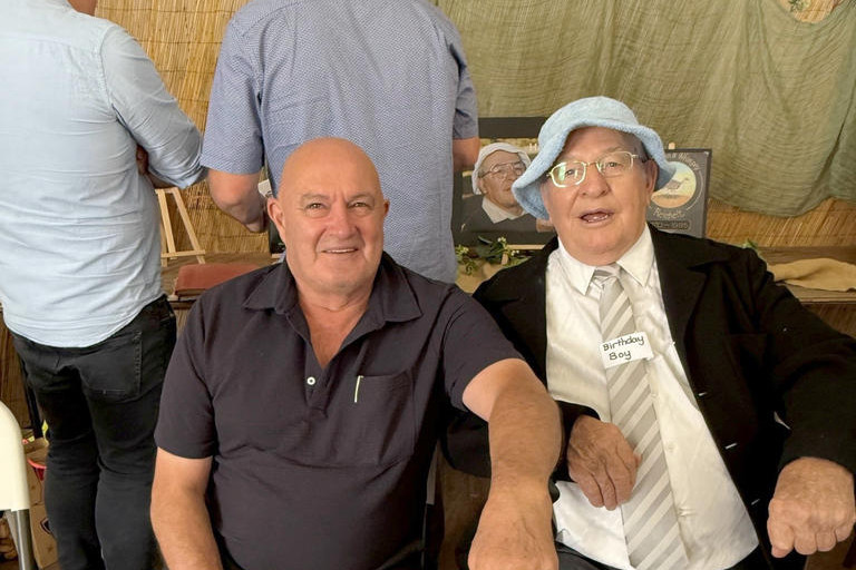 Mayor Ron Ismay with 'Whimpey' Reichelt at his recent 90th birthday celebrations.