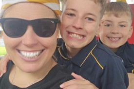 Zoey Andrews with her sons Lucas and Bohdi.