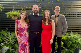 Kirsten Ridgeway (second from right) with her family, husband Jesse, daughter Kalina and son Jude.