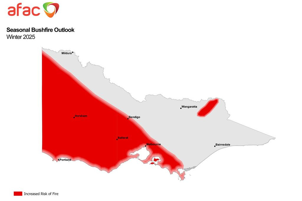 An above average bushfire risk is predicted for most of the state during winter.
