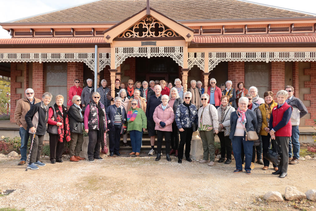 43 people from the Ladies Probus Club of Horsham East in front of the Yurunga Homestead Heritage Museum in Rainbow during their trip from Horsham to Rainbow on June 18. Photo: LES GRAETZ