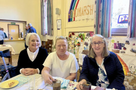 Locals Helen Fisher and Dianne Roberts joined Rainbow Neighbourhood House and Learning Group manager Melissa Powell (centre) to raise money for a cause.