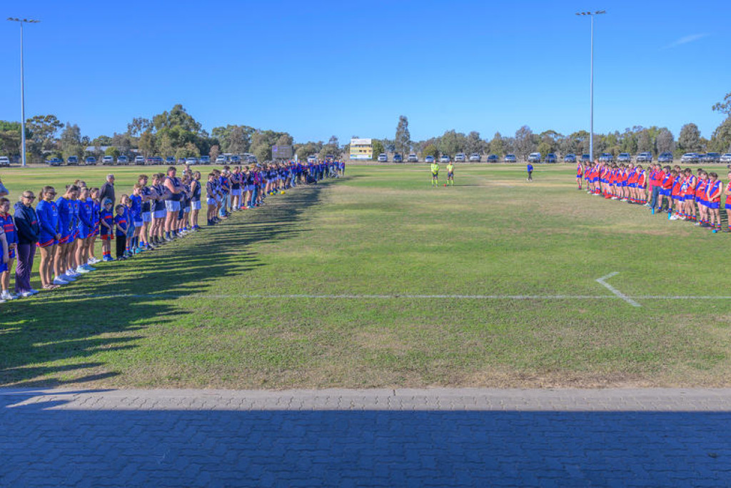 Rupanyup Football Club's life member, Jeffery 'Ruwy' Ruwoldt, who passed away on May 26, received a guard of honour from both teams, between the reserves and seniors games, during the Round 8 clash of Rupanyup and Kalkee on May 31 at the Rupanyup Recreation Reserve.