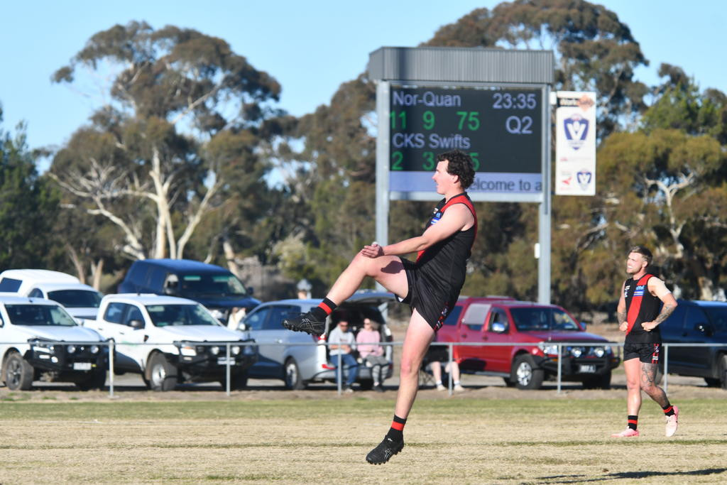 Dylan Shelley surveys his shot attempt.
