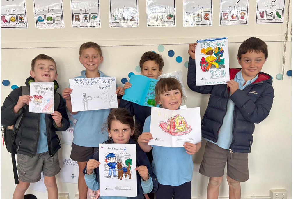 Students marked the occasion by drawing first responders and colouring-in images to say thanks.