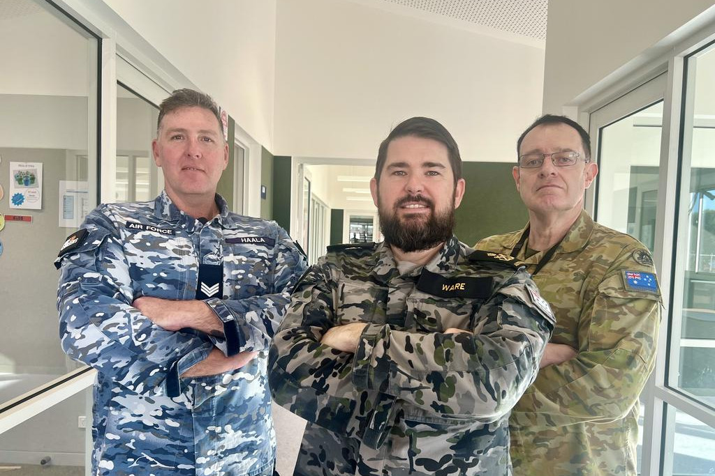 Australian Defence Force representatives, including Royal Australian Air Force Sergeant Peter Haala, Navy Petty Officer Shaun Ware, and Army Warrant Officer David Pickles, visited Rainbow P-12 College on Thursday, July 3, to conduct an information session about the ADF Careers for the school's Year 10 students.