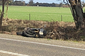 A learner motorcycle rider escaped serious injury after coming off their bike on the Western Highway.
