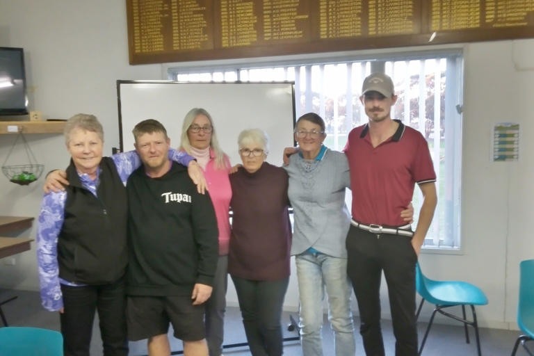 (From left) Beth Preston, Glen Treverton, Fiona Williams, Ann Morton, and mother and son Debbie Lowe and Michael Millar.